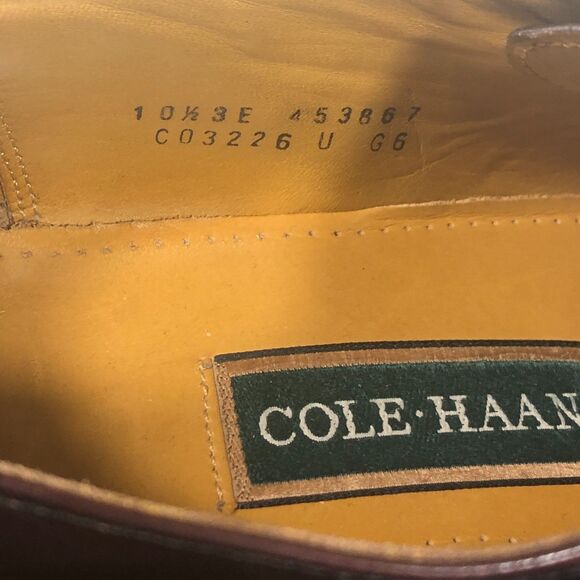 Cole Haan Oxford Men 10.5 3E Wide Burgundy Leather Lace Up Split Toe Dress Shoe - Picture 9 of 11